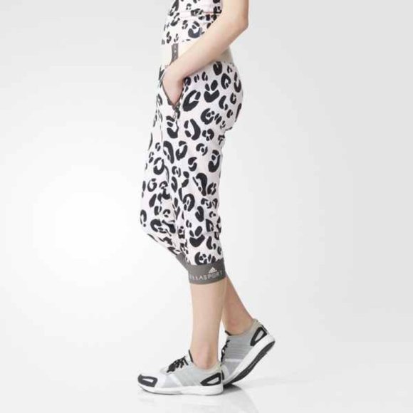 STELLASPORT ADIDAS Echo Pink/White 3/4 Slim TIGHTS Echo Pink/White 990366 - Picture 2 of 4